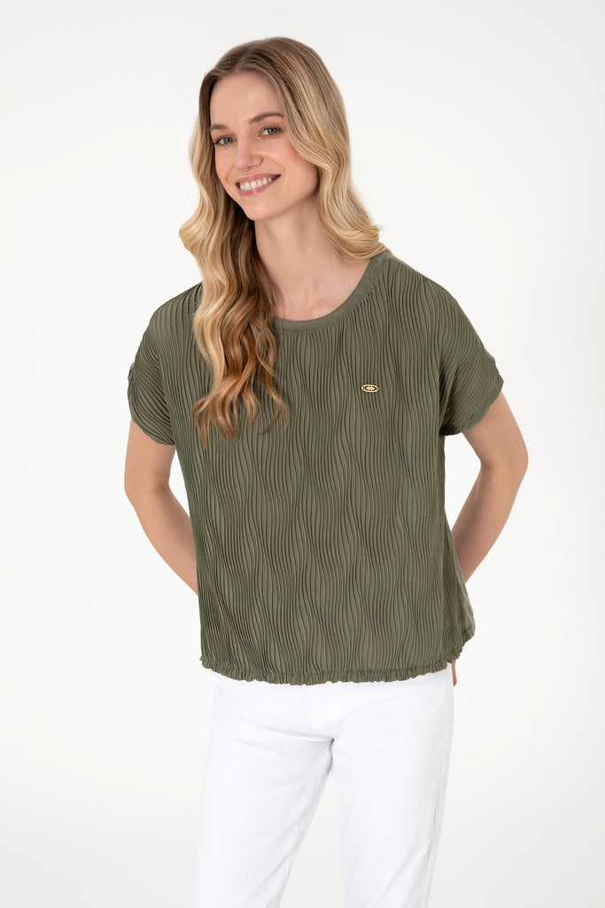 Ženska-Khaki-Majica-Kratkih-Rukava-2104996VR111-3