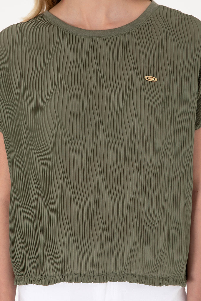 Ženska-Khaki-Majica-Kratkih-Rukava-2104996VR111-6