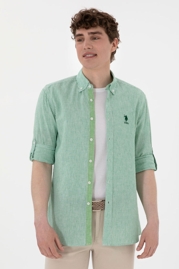 Muška-Zelena-Košulja-Dugih-Rukava-2104298VR054-1