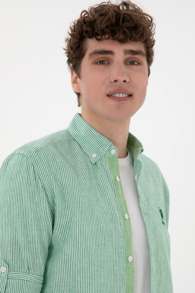 Muška-Zelena-Košulja-Dugih-Rukava-2104298VR054-2