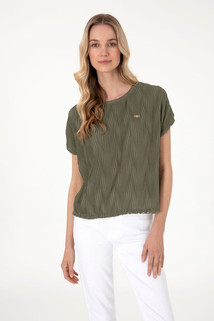 Ženska-Khaki-Majica-Kratkih-Rukava-2104996VR111-1