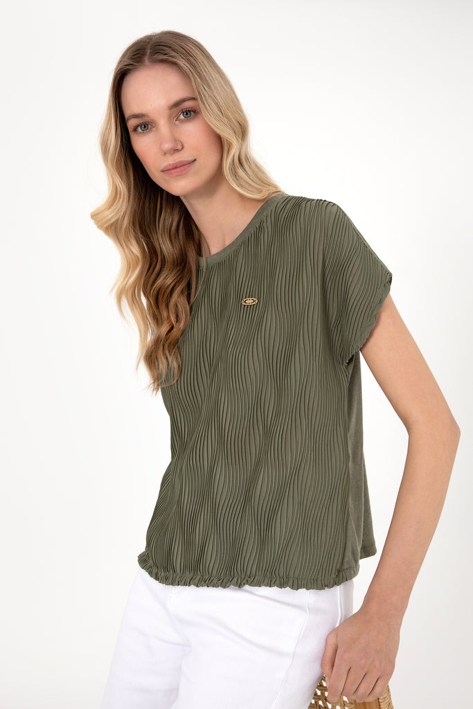 Ženska-Khaki-Majica-Kratkih-Rukava-2104996VR111-2